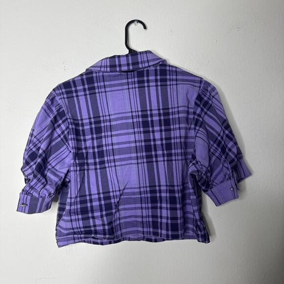 KILLSTAR 2XL Hayee Ribbon Purple Tartan Gothic Witch Wiccan Emo Punk Plaid Crop - Picture 5 of 10